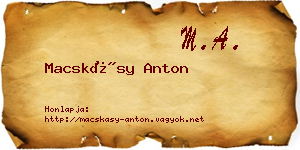 Macskásy Anton névjegykártya
